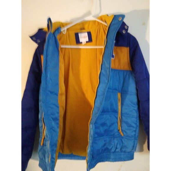 Cat & Jack Boys XL (16) Blue & Yellow Colorblock Hooded winter Puffer Jacket - Picture 5 of 8